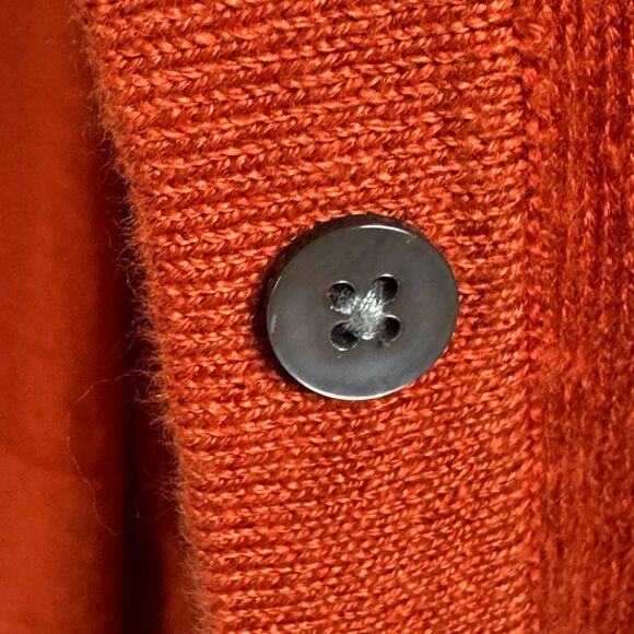 Garnet Hill Linen Cardigan Womens XL Burnt Orange Asymmetrical Hem Button Front - Picture 8 of 15